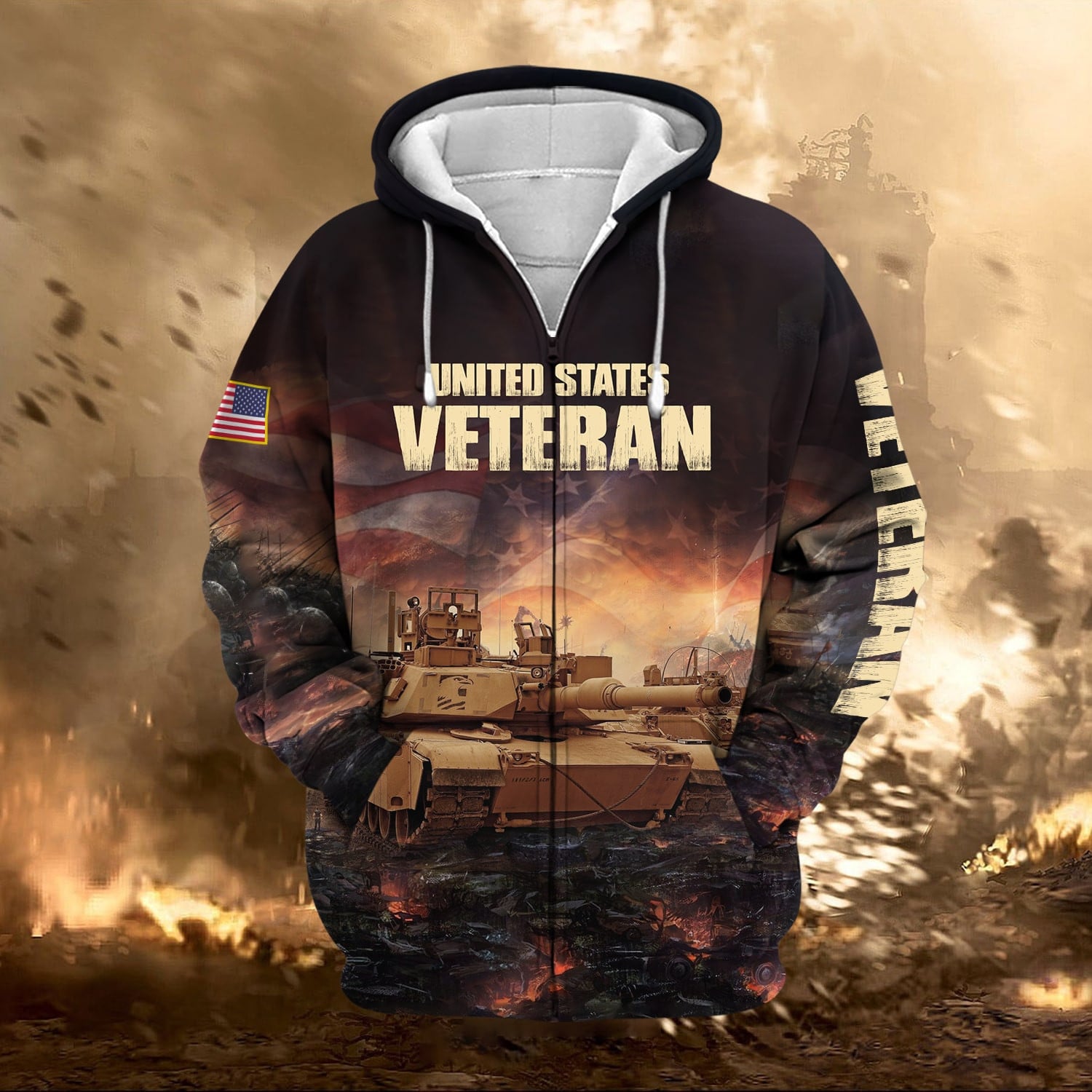 Unique US Veteran Zip Hoodie