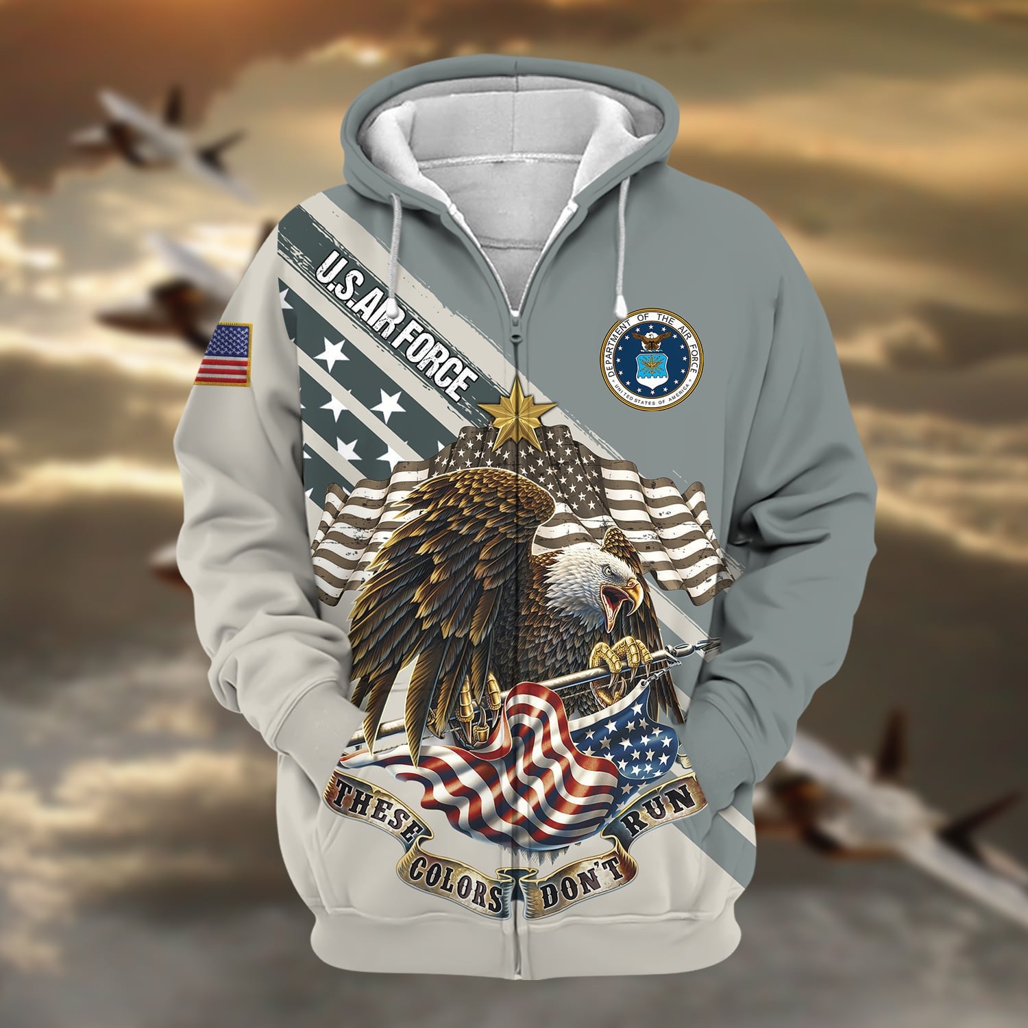 Premium These Colors Don't Run US Veteran Zip Hoodie