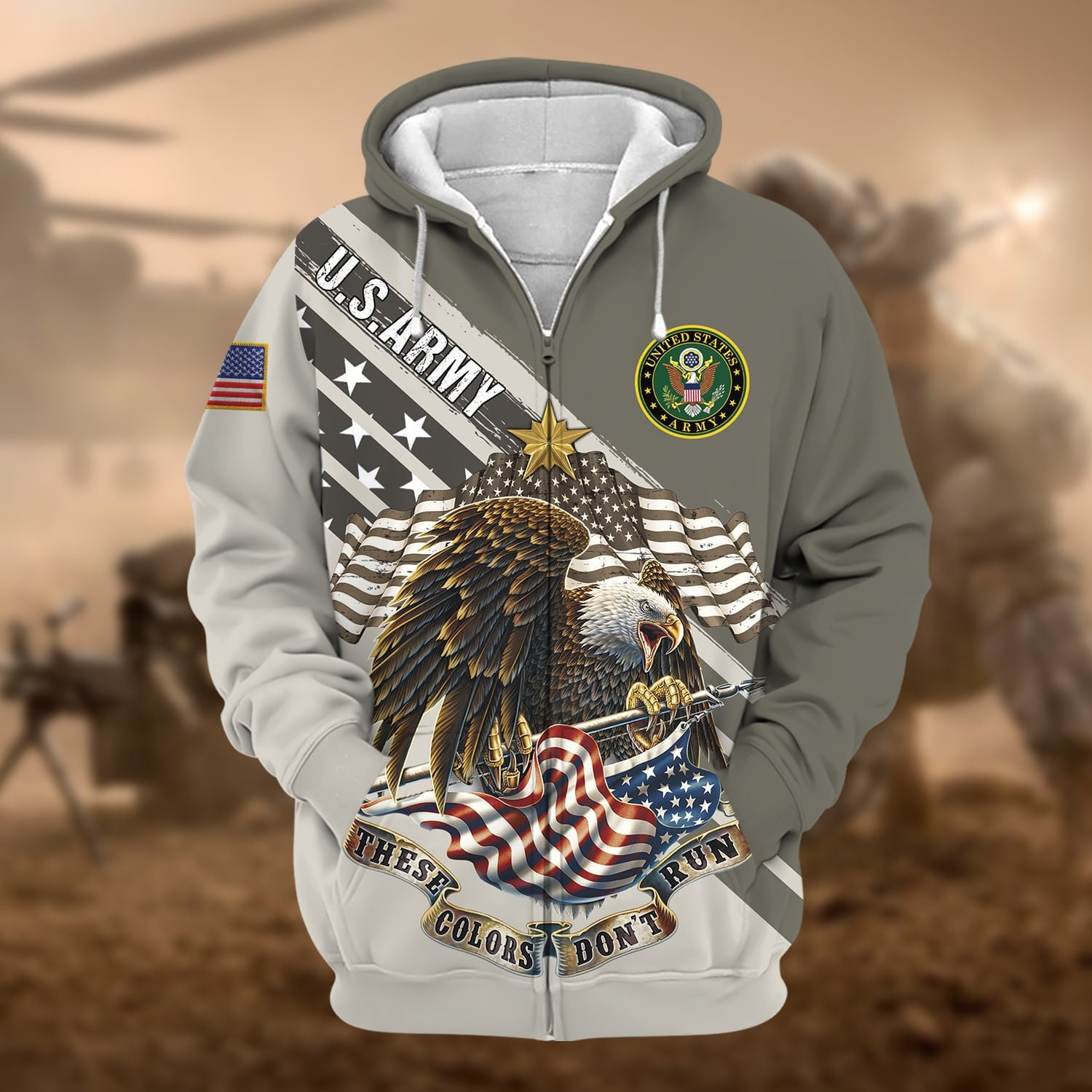 Premium These Colors Don't Run US Veteran Zip Hoodie