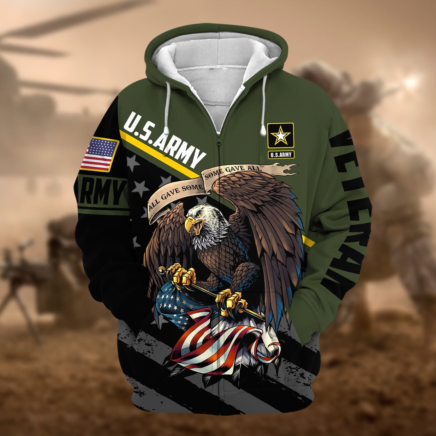 Premium All Gave Some Some Gave All US Veteran Zip Hoodie