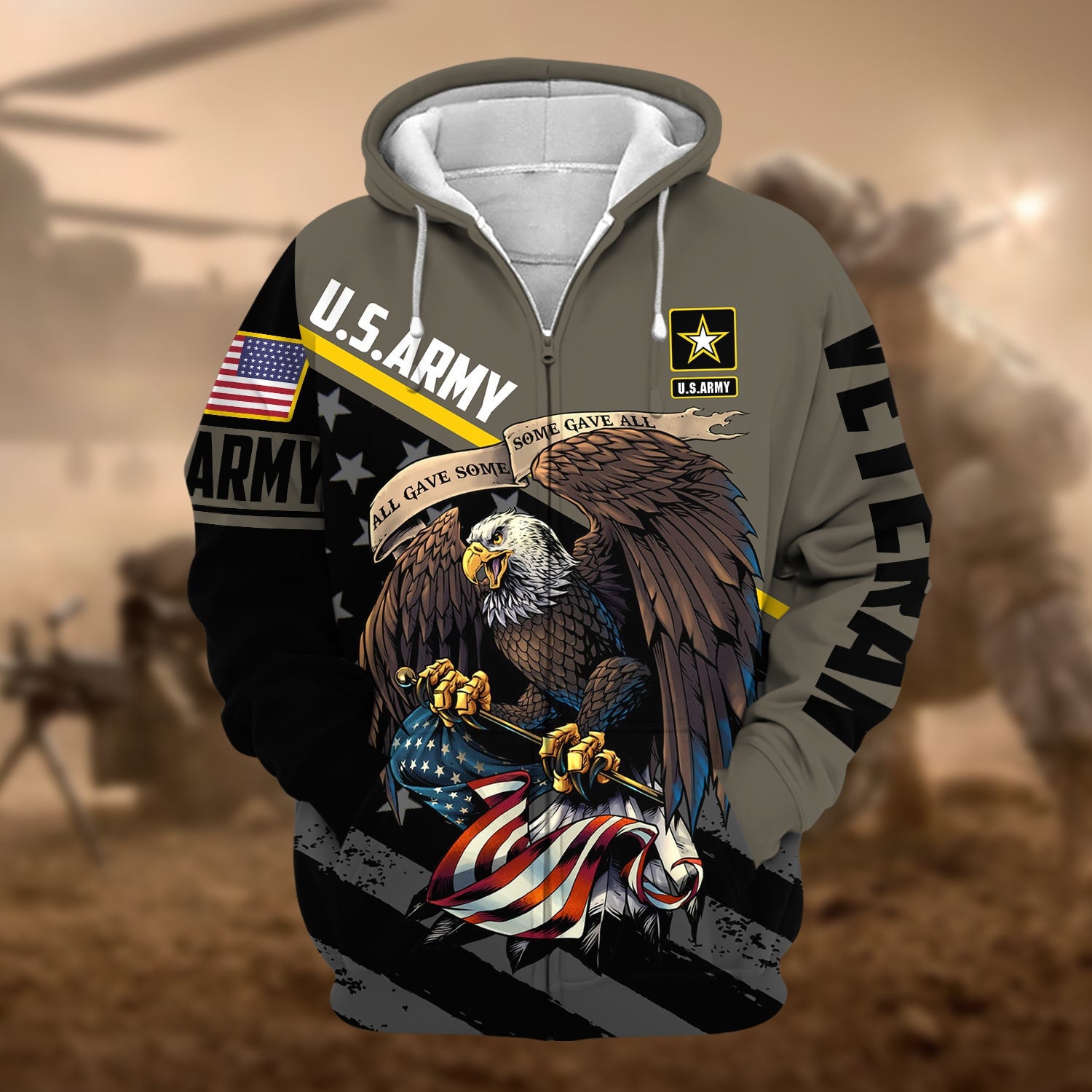Premium All Gave Some Some Gave All US Veteran Zip Hoodie