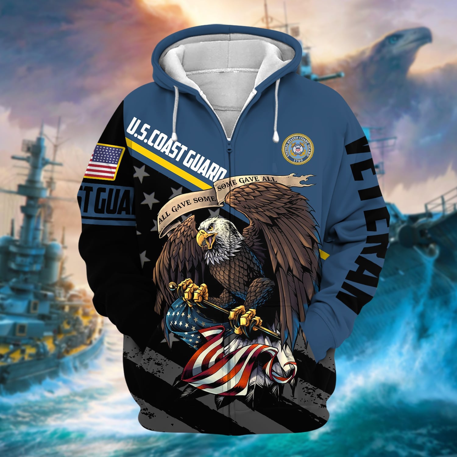 Premium All Gave Some Some Gave All US Veteran Zip Hoodie
