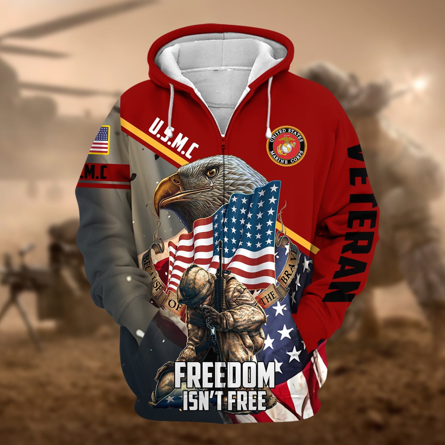 Premium Freedom Is Not Free US Veteran Zip Hoodie