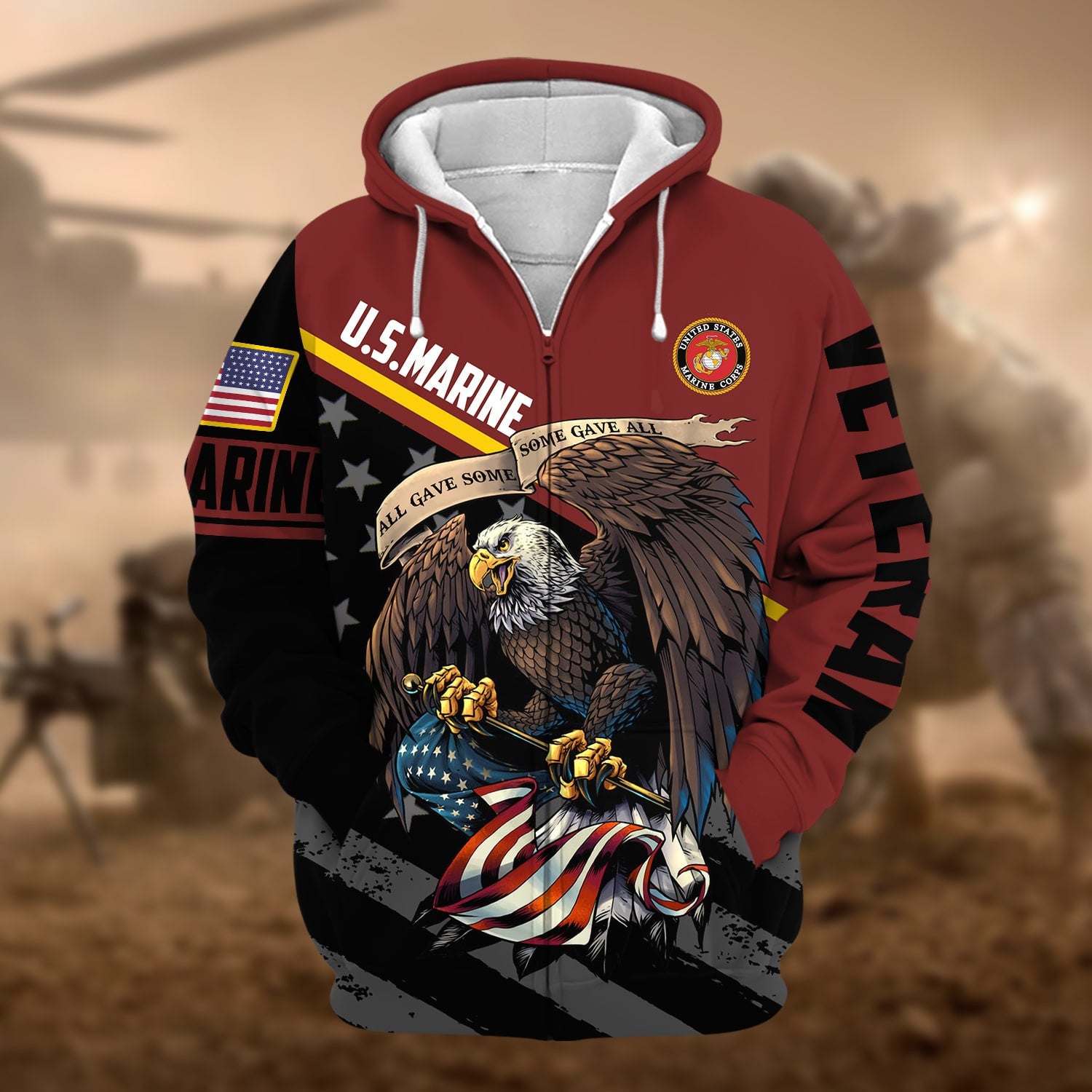 Premium All Gave Some Some Gave All US Veteran Zip Hoodie