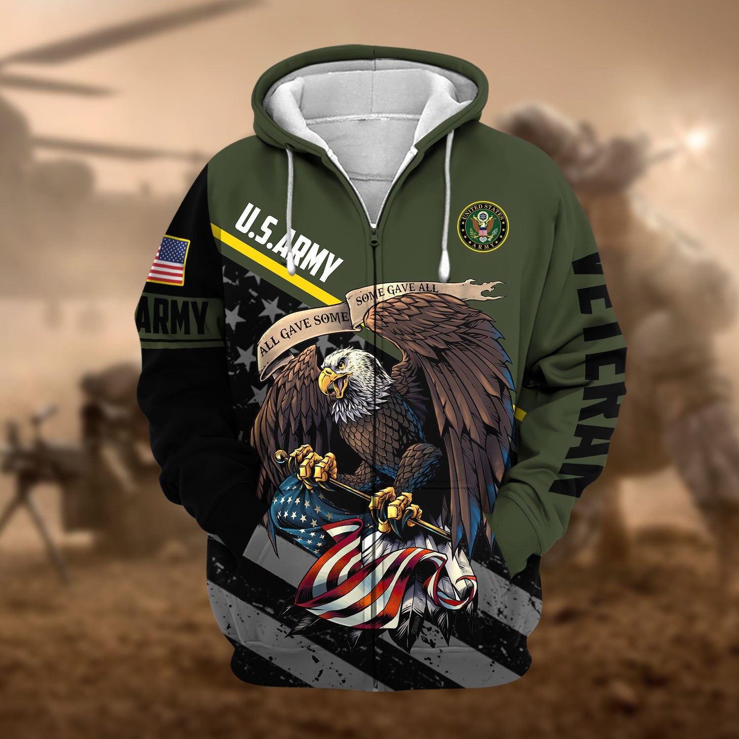 Premium All Gave Some Some Gave All US Veteran Zip Hoodie