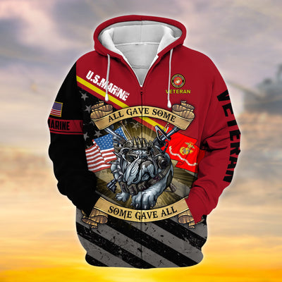 Premium Proudly Served Multiservice US Veteran Zip Hoodie