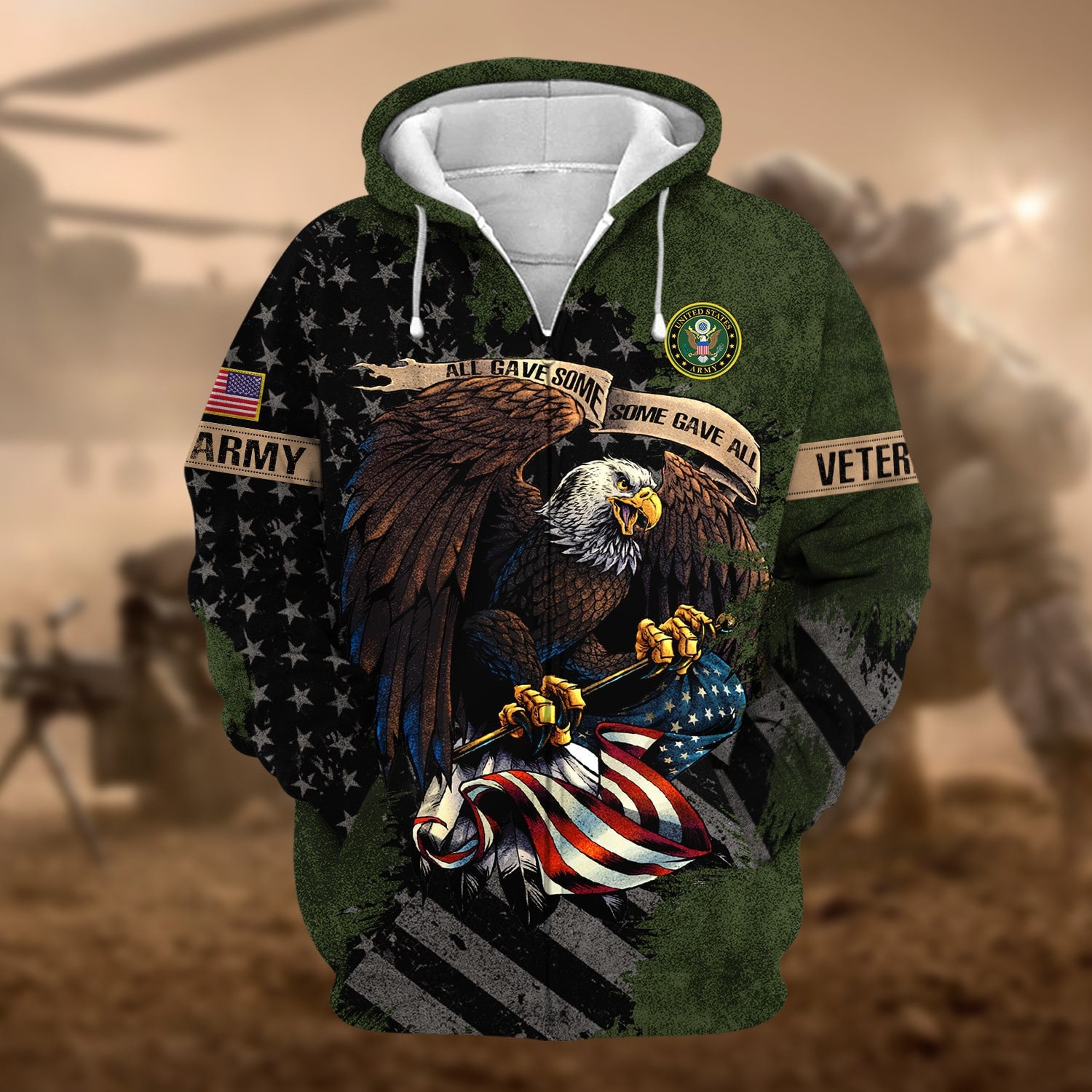 Premium Eagle US Veteran Zip Hoodie