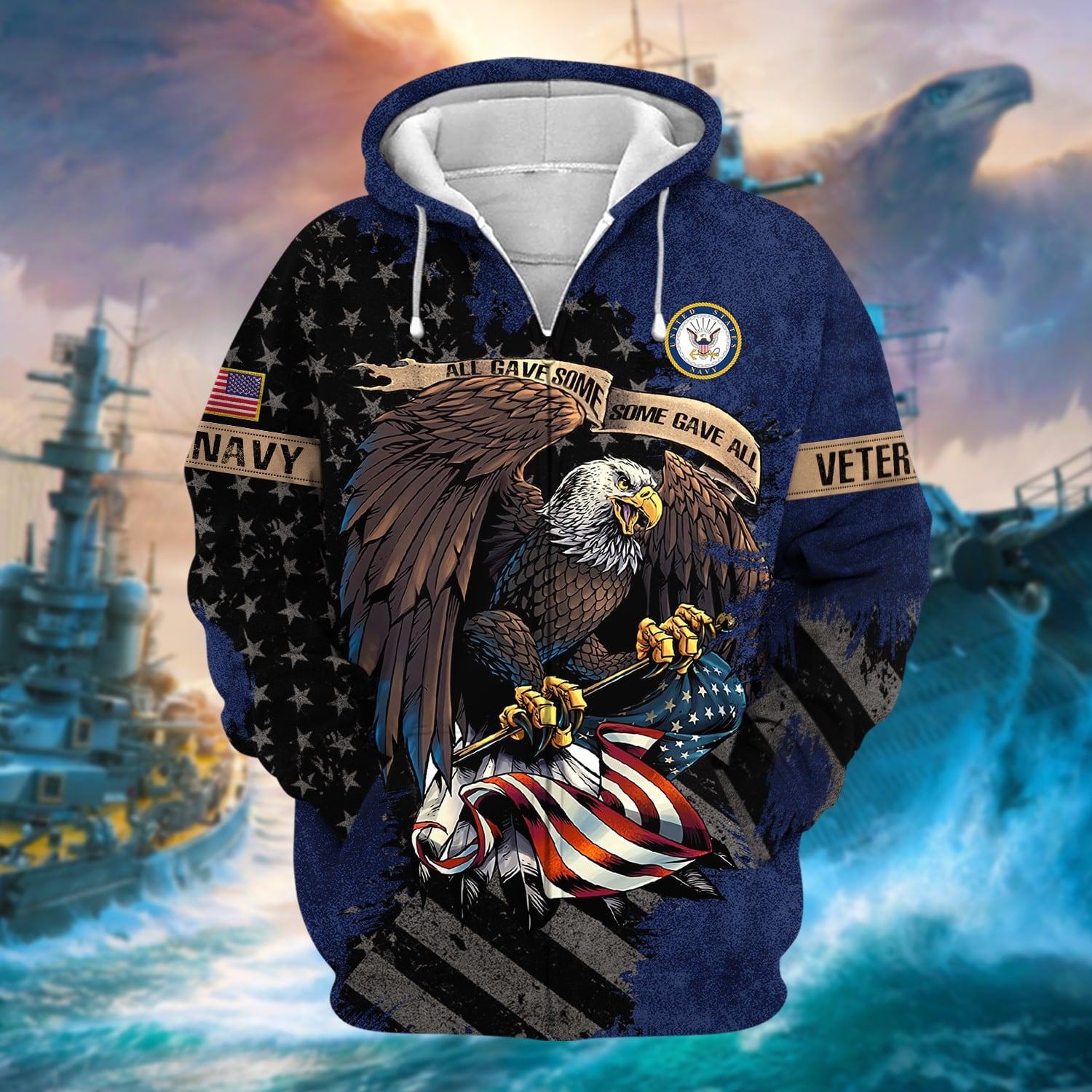 Premium Eagle US Veteran Zip Hoodie