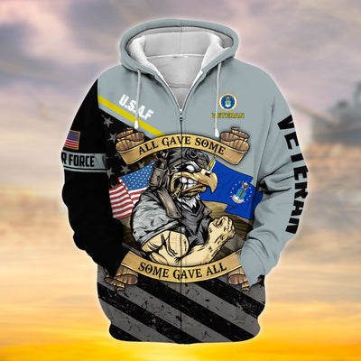 Premium Proudly Served Multiservice US Veteran Zip Hoodie