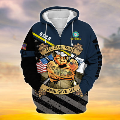 Premium Proudly Served Multiservice US Veteran Zip Hoodie