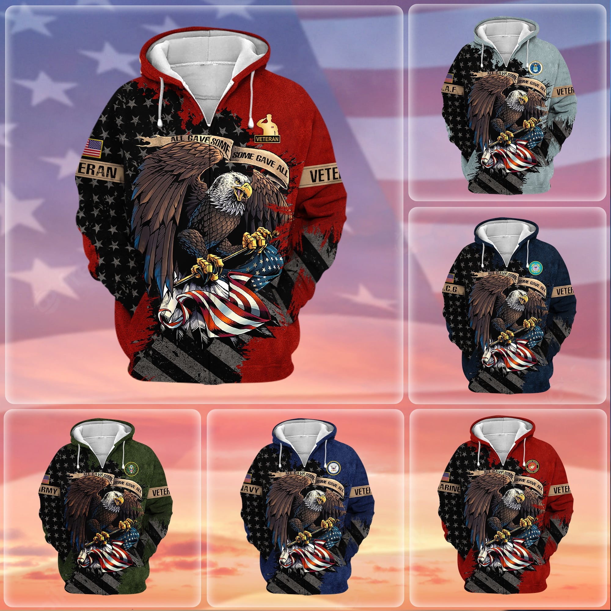 Premium Eagle US Veteran Zip Hoodie
