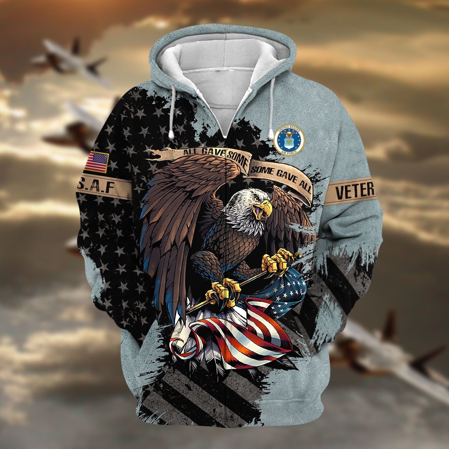Premium Eagle US Veteran Zip Hoodie