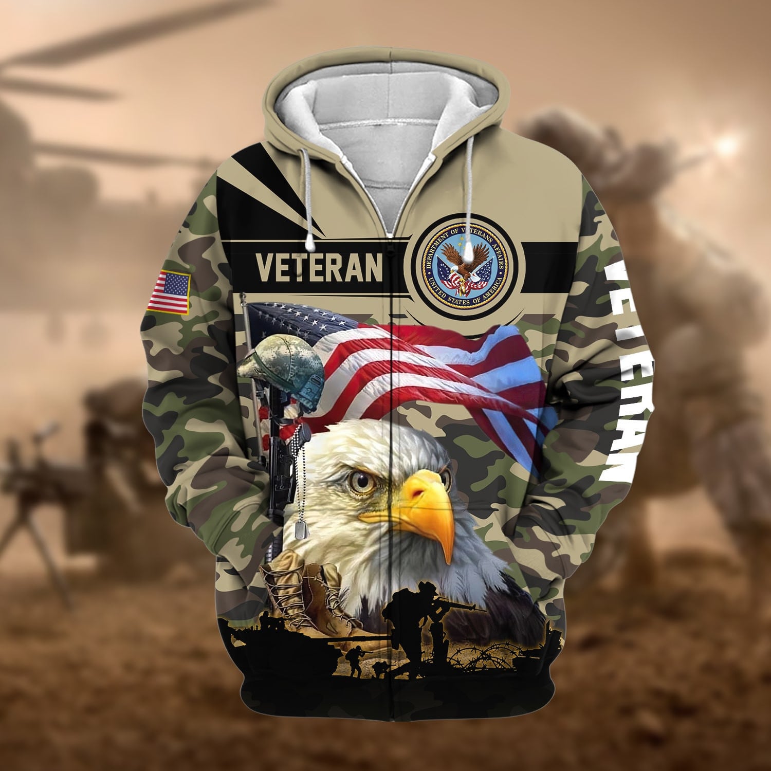 Premium Honoring All Who Served US Veteran Zip Hoodie