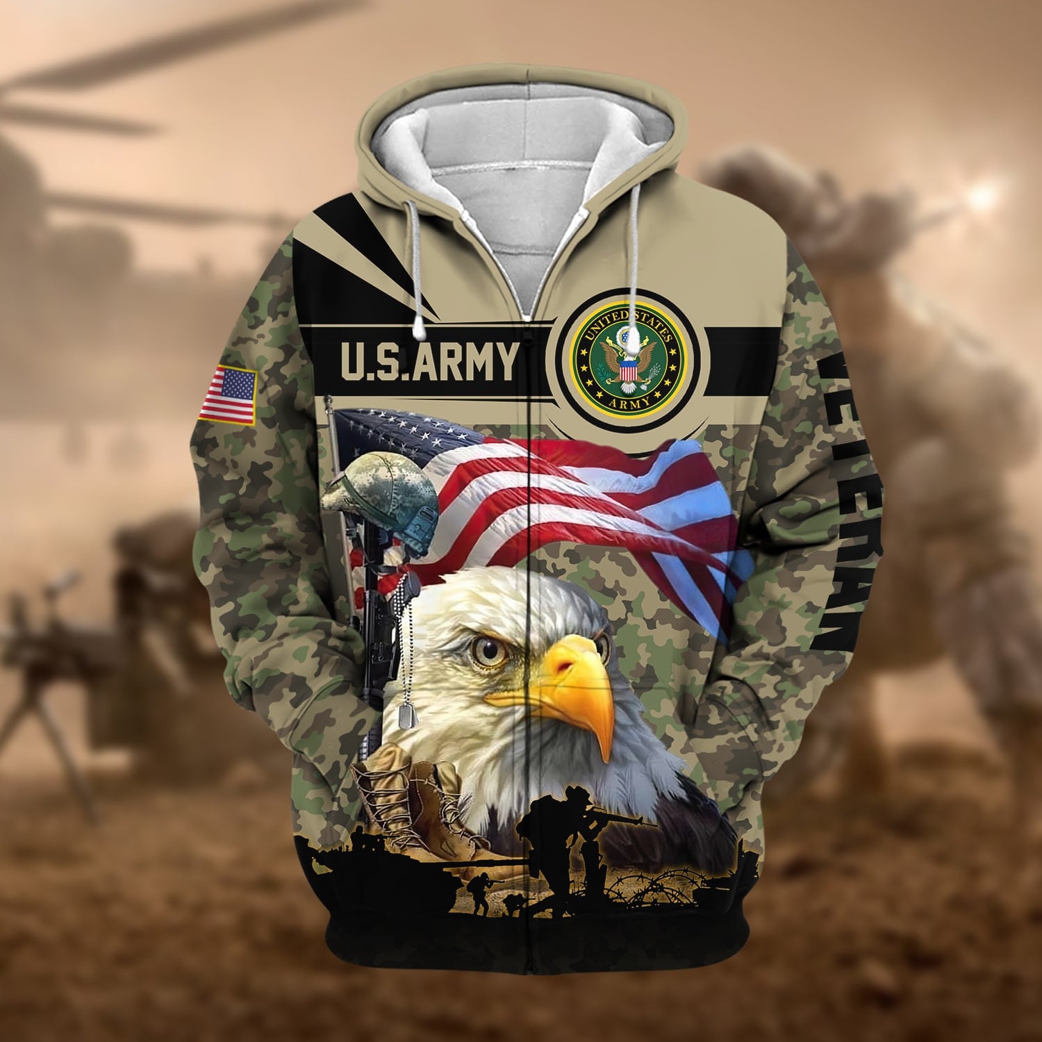 Premium Honoring All Who Served US Veteran Zip Hoodie