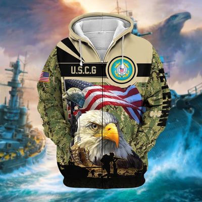 Premium Honoring All Who Served US Veteran Zip Hoodie