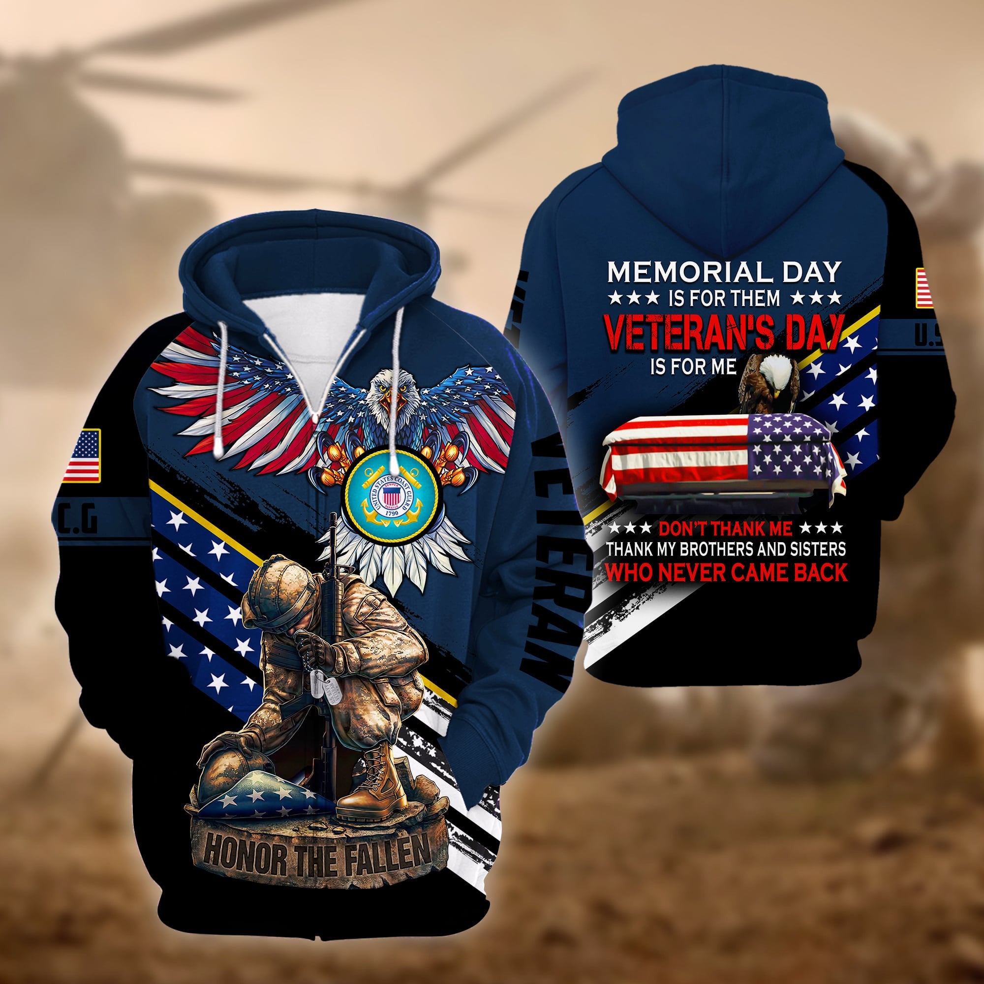 Premium Memorial Day Is For Them US Veteran Zip Hoodie