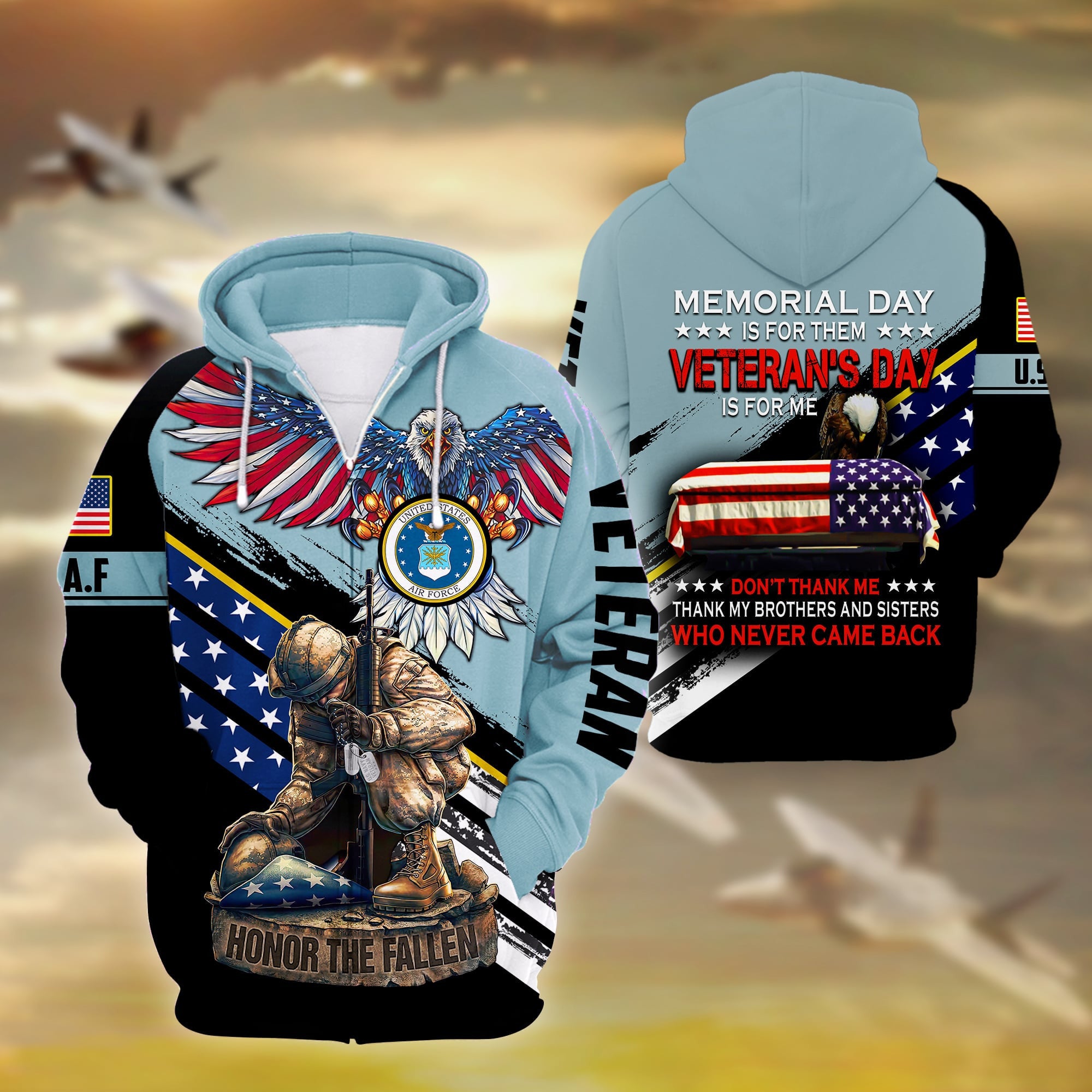 Premium Memorial Day Is For Them US Veteran Zip Hoodie