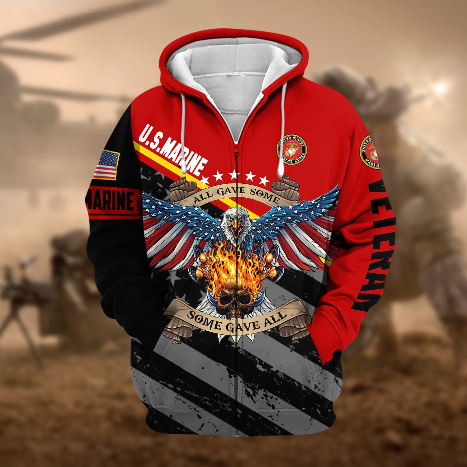Premium Eagle US Veteran Zip Hoodie
