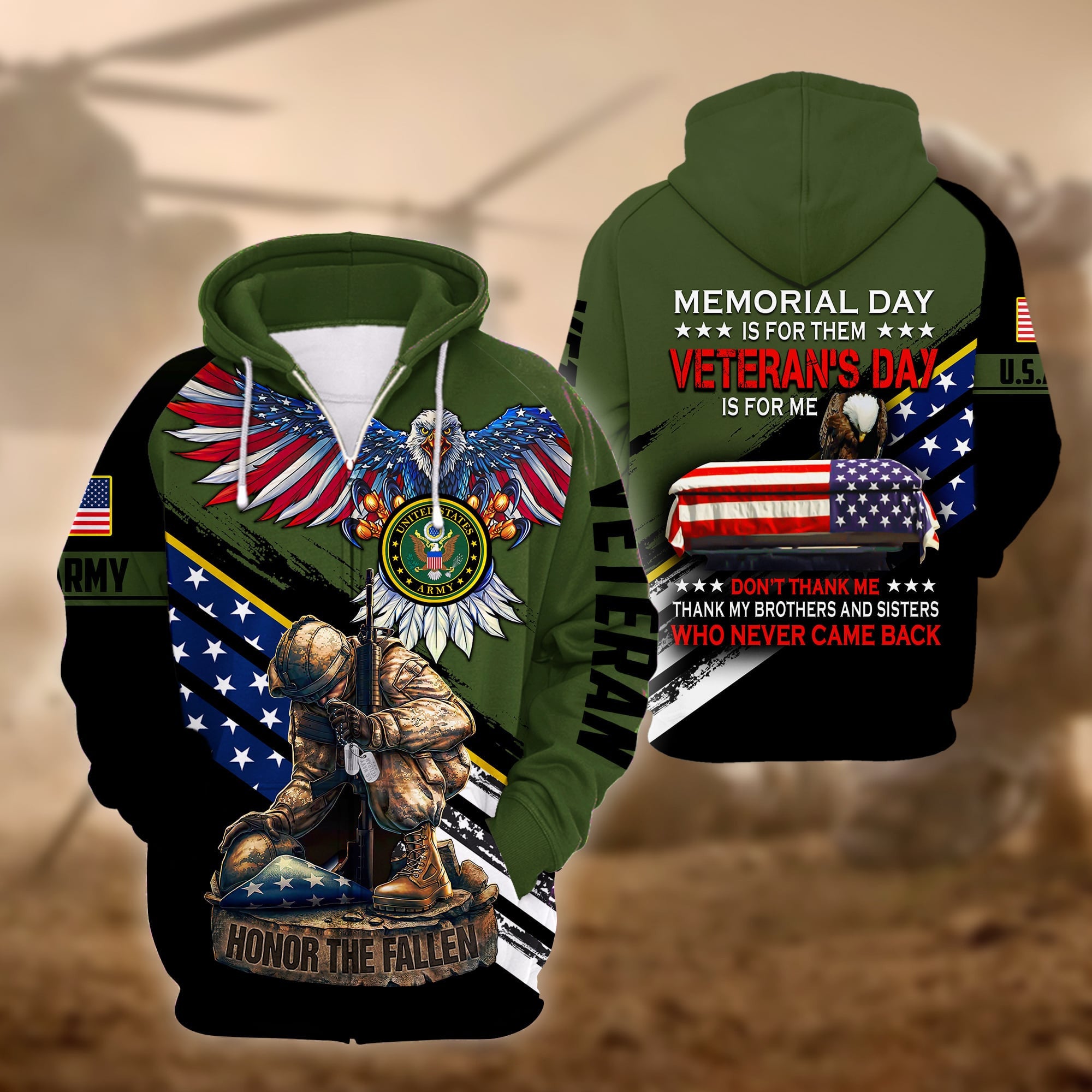 Premium Memorial Day Is For Them US Veteran Zip Hoodie
