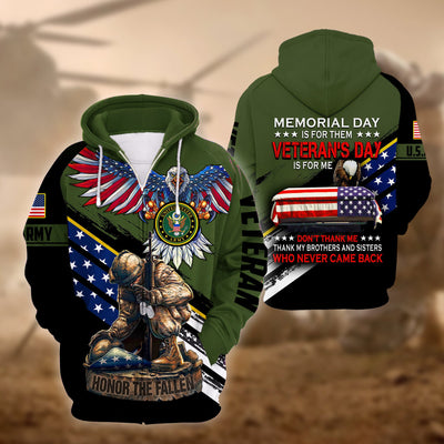 Premium Memorial Day Is For Them US Veteran Zip Hoodie