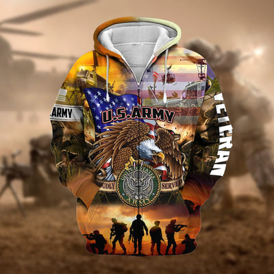 Premium Honoring All Who Served US Veteran Zip Hoodie