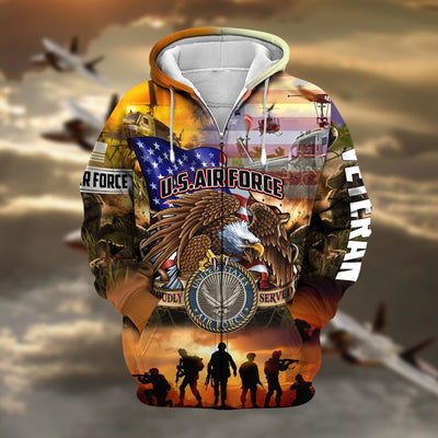 Premium Honoring All Who Served US Veteran Zip Hoodie
