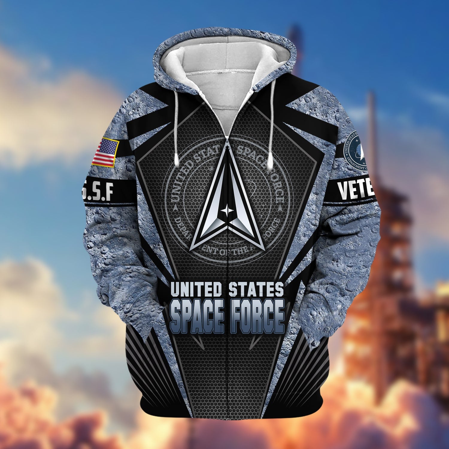 Unique Camo Soldiers US Veteran Zip Hoodie
