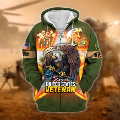 Unique All Gave Some US Veteran Zip Hoodie