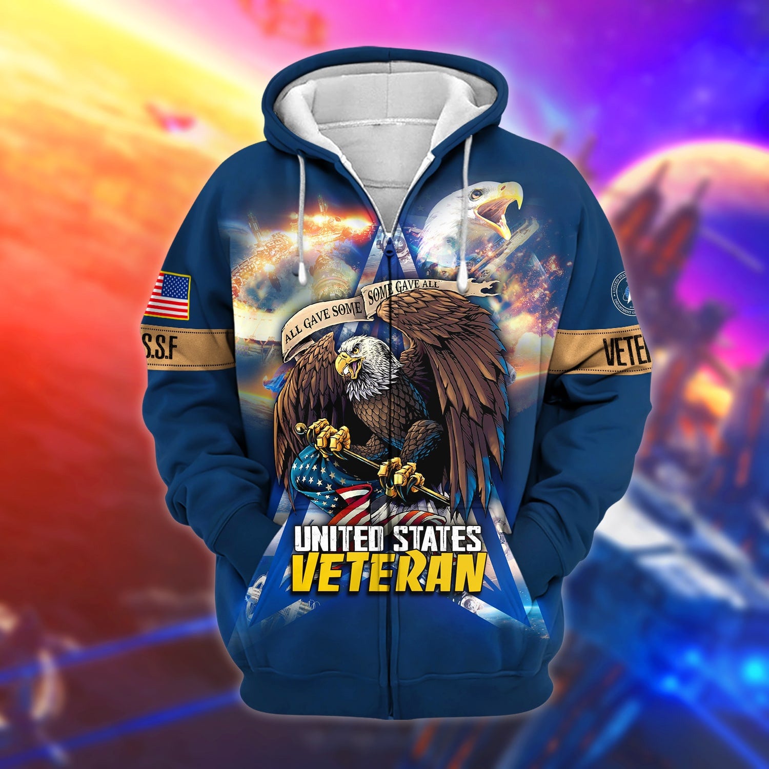 Unique All Gave Some US Veteran Zip Hoodie