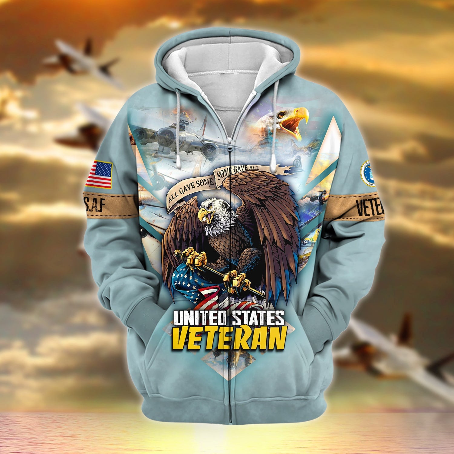 Unique All Gave Some US Veteran Zip Hoodie