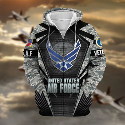 Unique Camo Soldiers US Veteran Zip Hoodie