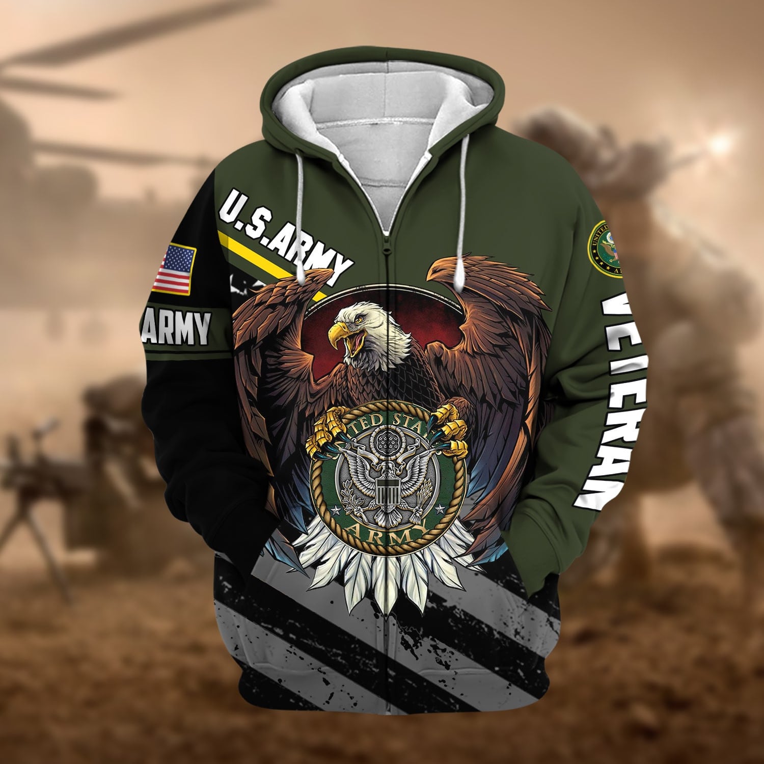 Premium Eagle US Veteran Zip Hoodie
