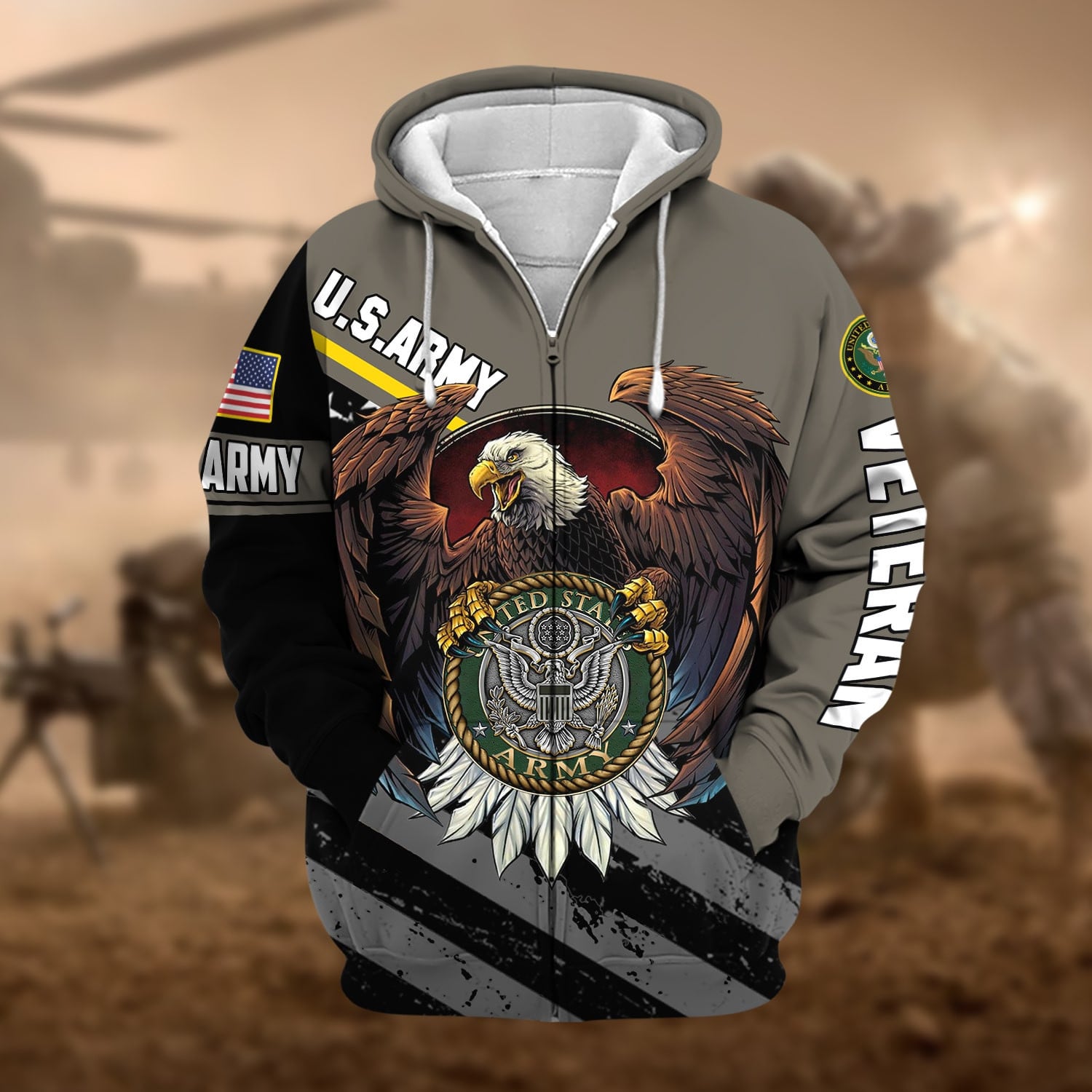 Premium Eagle US Veteran Zip Hoodie