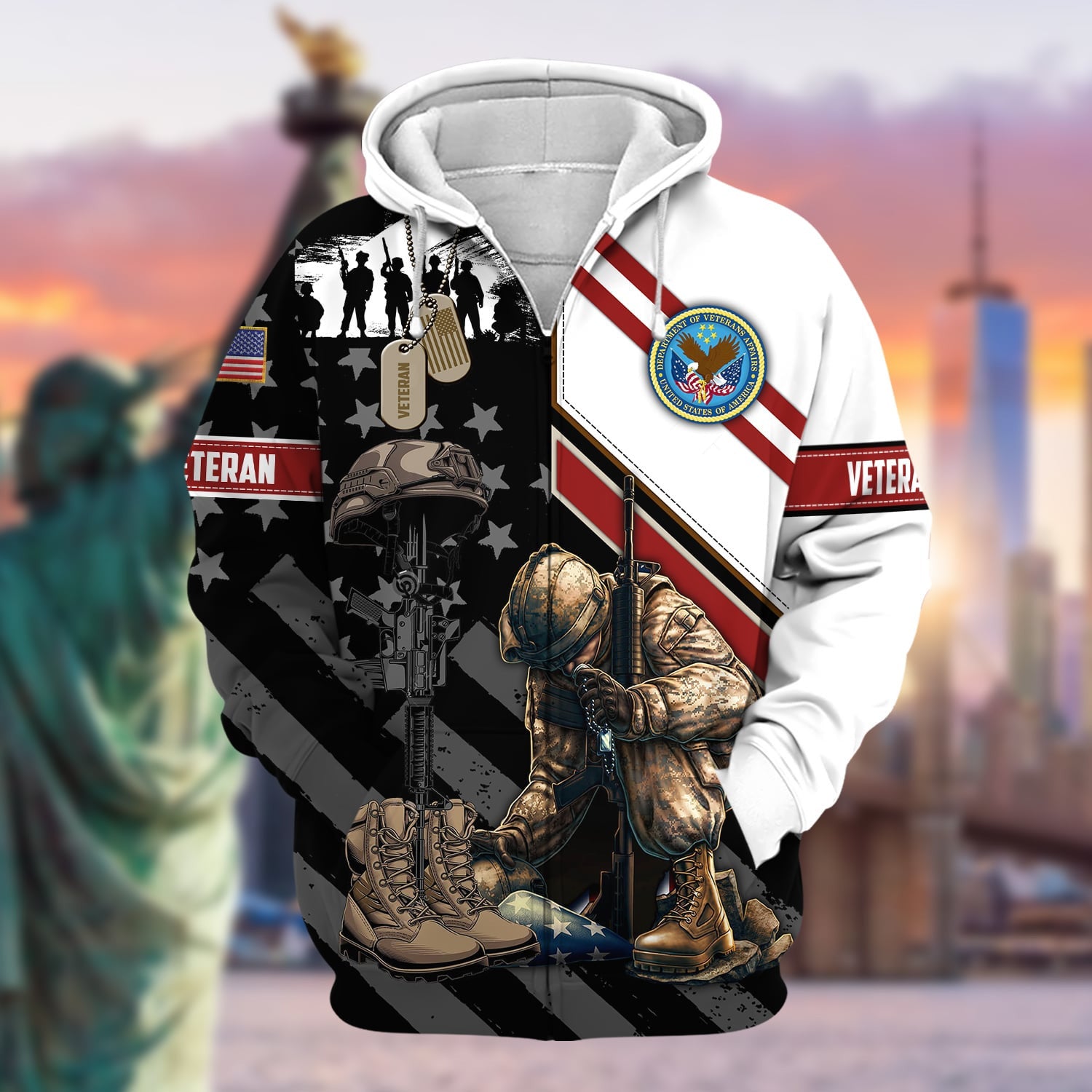 Unique Honoring All Who Served US Veteran Zip Hoodie