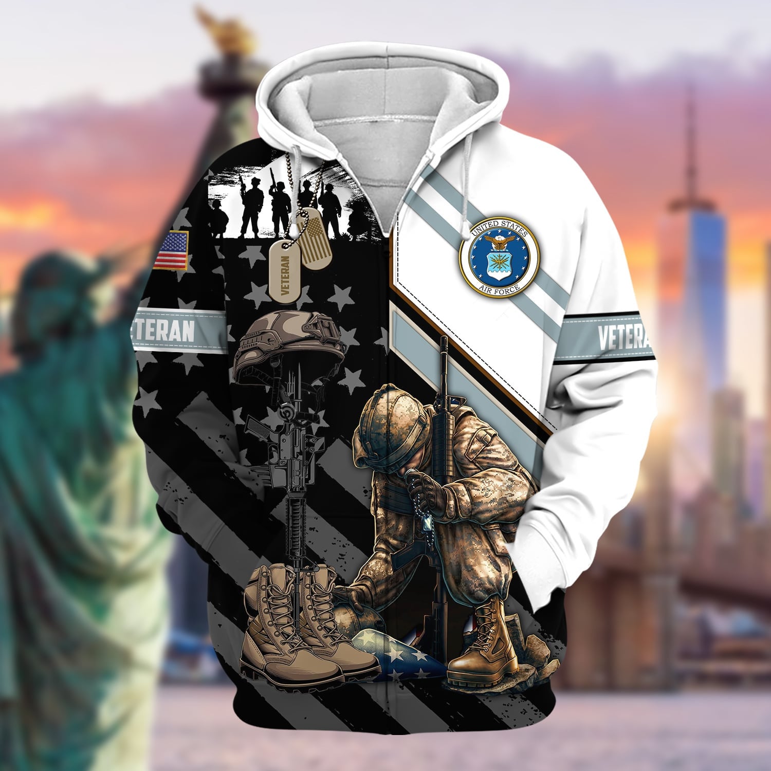 Unique Honoring All Who Served US Veteran Zip Hoodie