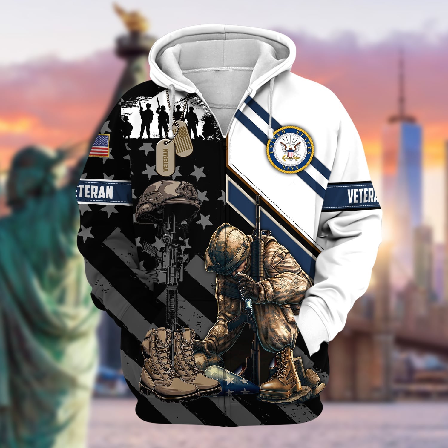 Unique Honoring All Who Served US Veteran Zip Hoodie