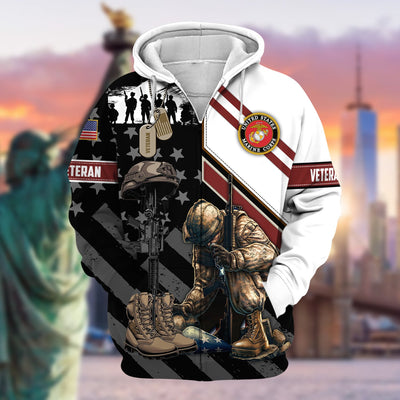 Unique Honoring All Who Served US Veteran Zip Hoodie