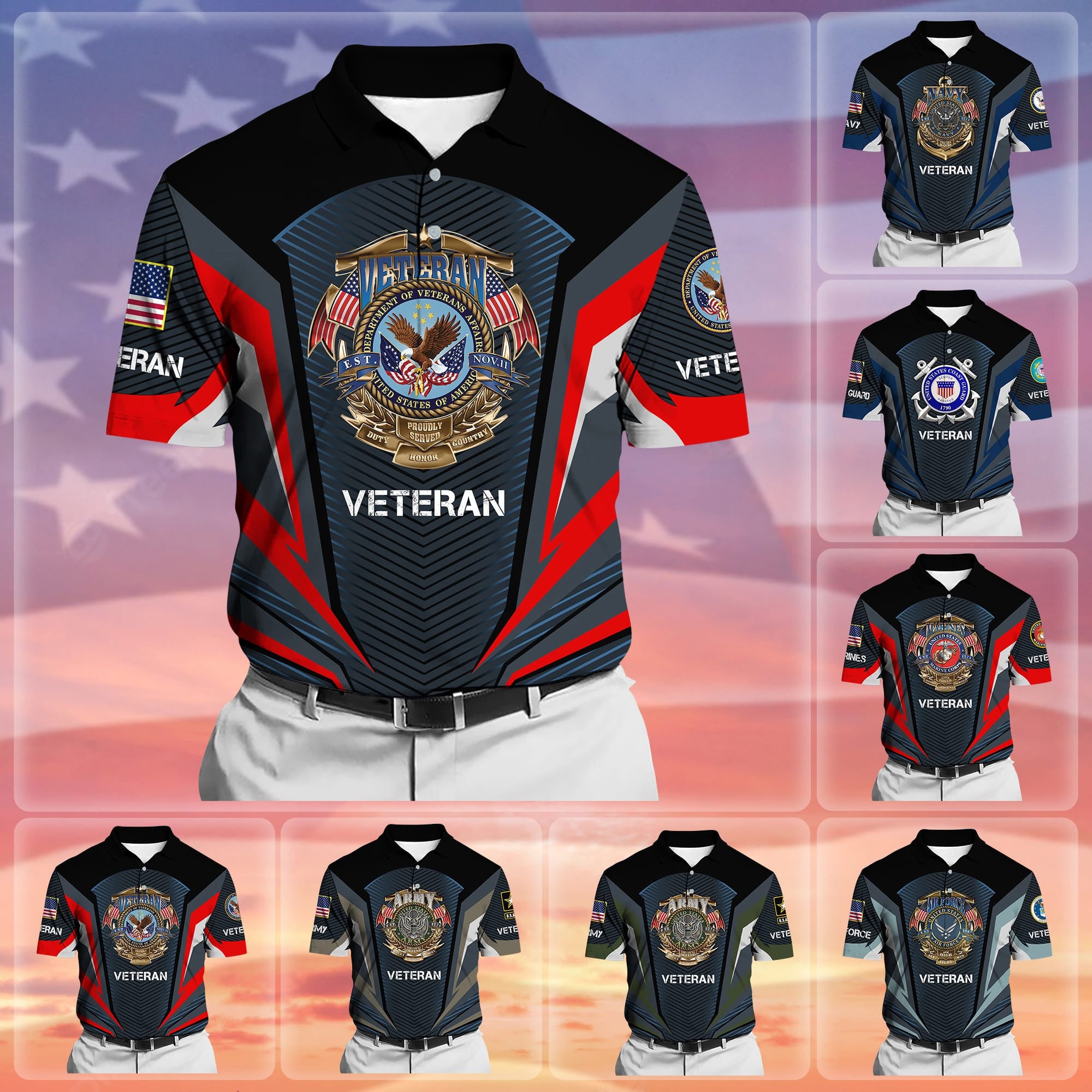 Premium Proudly Served US Veteran Polo Shirt