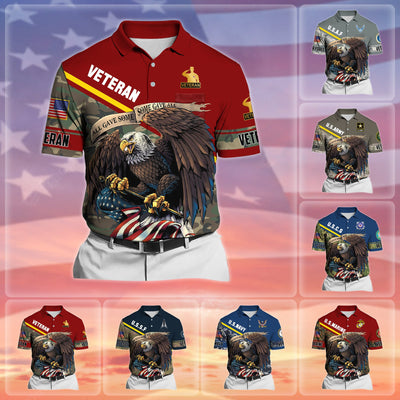 Premium All Gave Some Some Gave All US Veteran Polo Shirt With Pocket