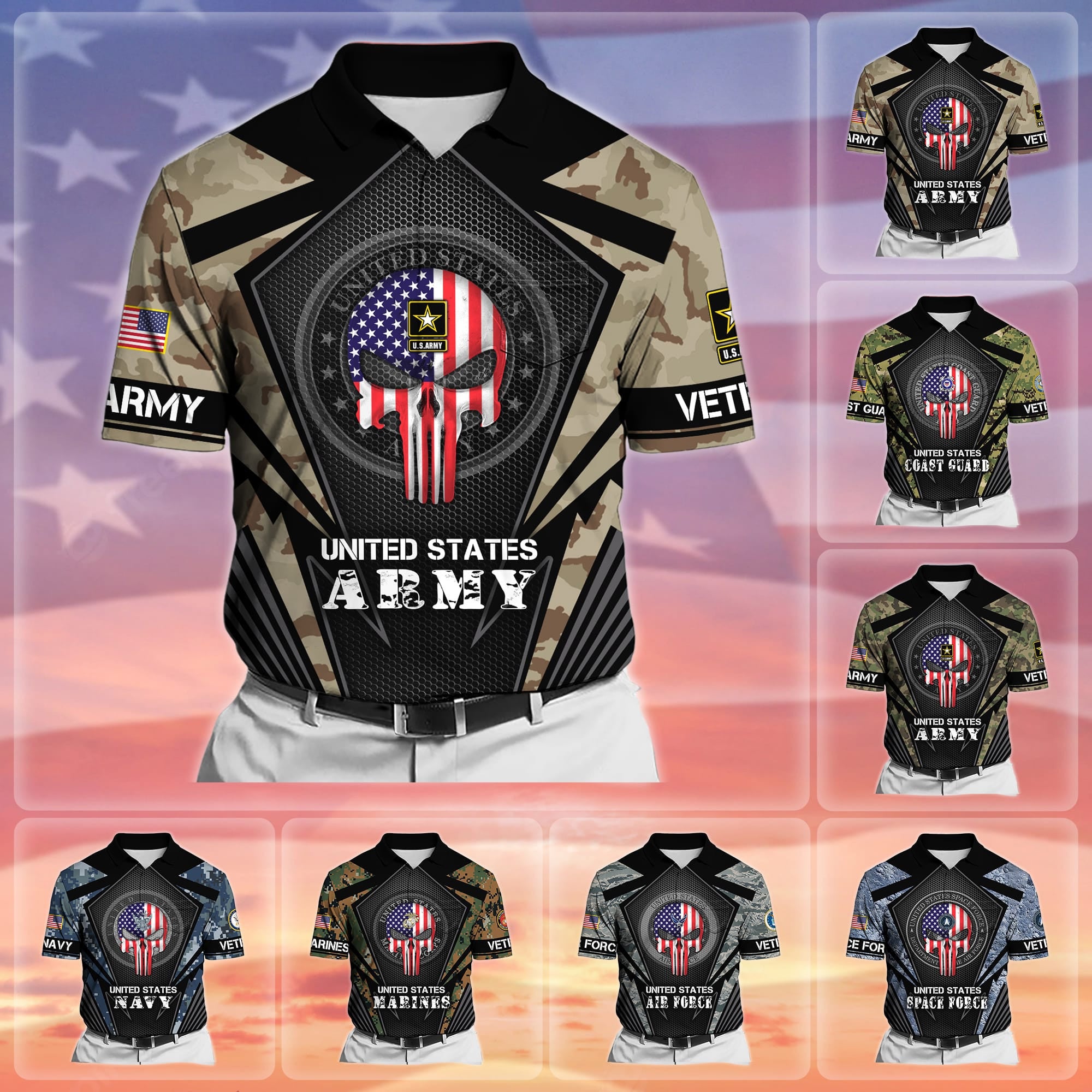 Premium Honoring All Who Served US Veteran Polo Shirt With Pocket