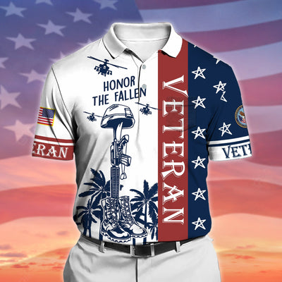 Premium Honor The Fallen US Veteran Polo Shirt With Pocket