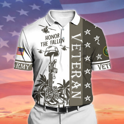 Premium Honor The Fallen US Veteran Polo Shirt With Pocket