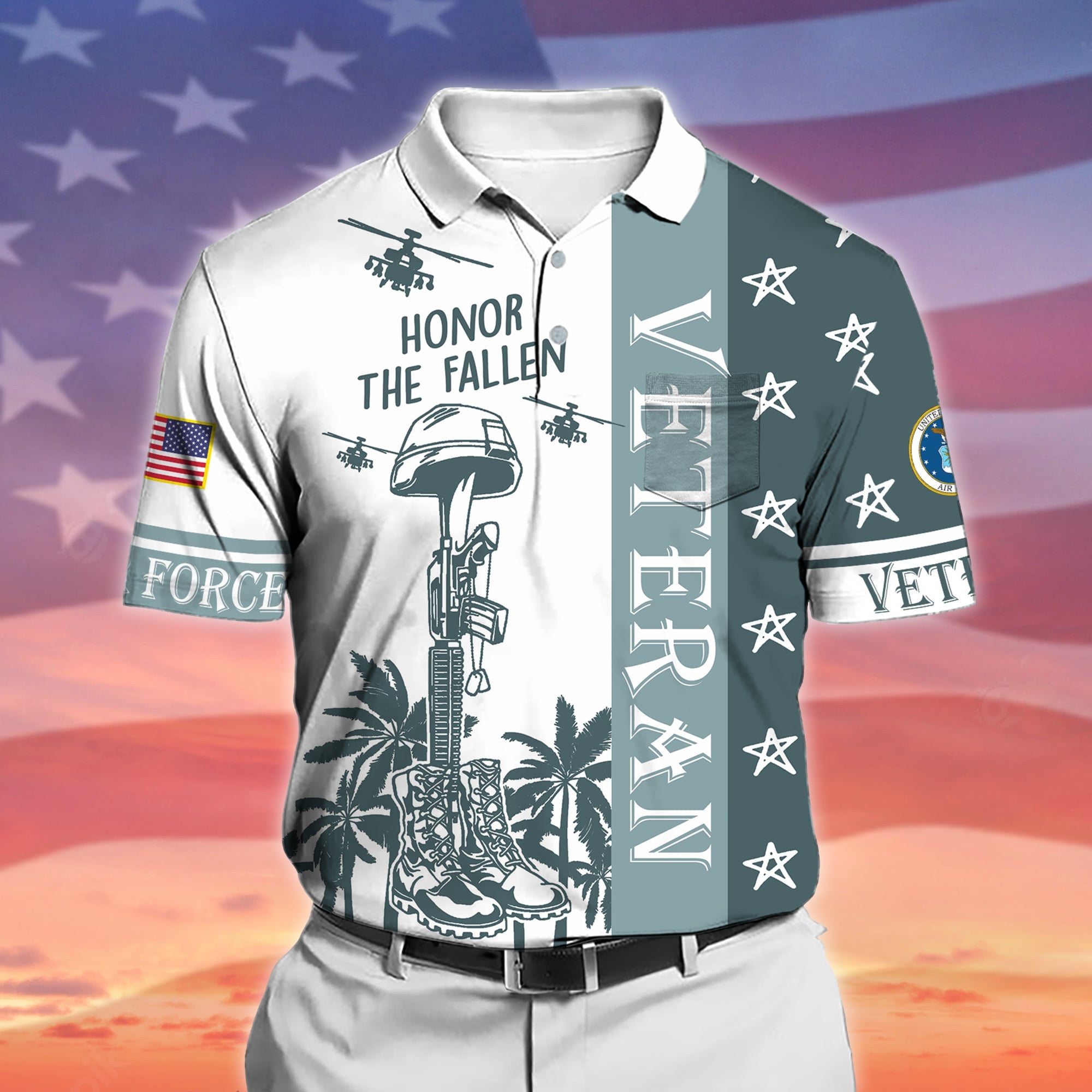 Premium Honor The Fallen US Veteran Polo Shirt With Pocket