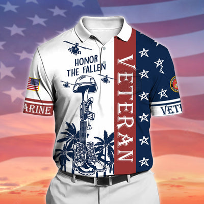 Premium Honor The Fallen US Veteran Polo Shirt With Pocket