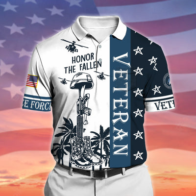 Premium Honor The Fallen US Veteran Polo Shirt With Pocket