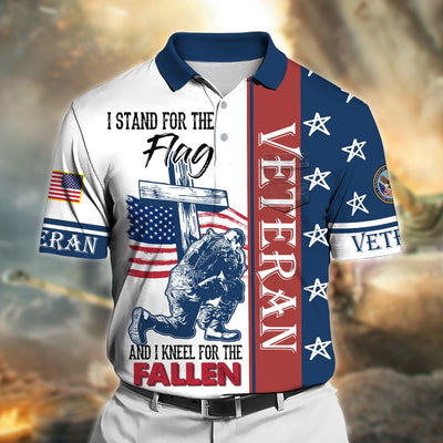 Premium I Stand For The Flag And I Kneel For The Fallen US Veteran Polo Shirt With Pocket