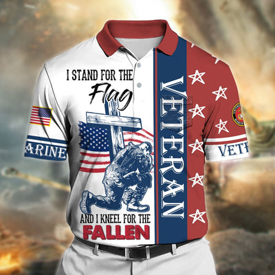 Premium I Stand For The Flag And I Kneel For The Fallen US Veteran Polo Shirt With Pocket
