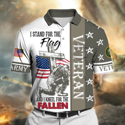 Premium I Stand For The Flag And I Kneel For The Fallen US Veteran Polo Shirt With Pocket