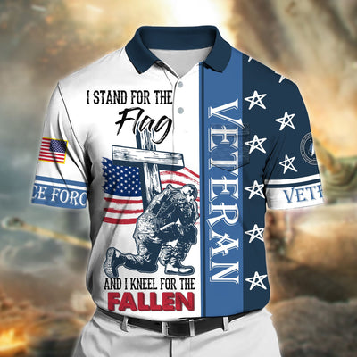 Premium I Stand For The Flag And I Kneel For The Fallen US Veteran Polo Shirt With Pocket