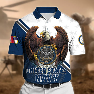 Premium Eagle US Veteran Polo Shirt With Pocket